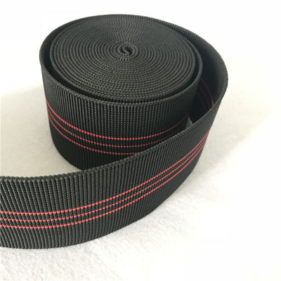 Cina Lebar 7cm Sofa Elastis Anyaman warna hitam 50% -60% Perpanjangan Dengan Garis merah pemasok