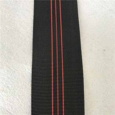 Lebar 7cm Sofa Elastis Anyaman warna hitam 50% -60% Perpanjangan Dengan Garis merah pemasok